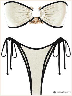 Strapless Bandeau Bikini Set with High Cut Bottom
